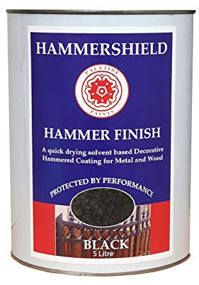Hammershield Paint, Hammer finish Black 1Lt. Fast drying, decorative & protective direct to metal paint