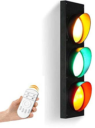 VOMI LED Ampel Wandleuchte mit Fernbedienung Farbwechsel Einstellbare Wandlampe Ampelanlage Rot Grün Gelb Effektlampe Deko Kinderzimmer Wandbeleuchtung Verkehrszeichen Spielzeug Schilder Licht