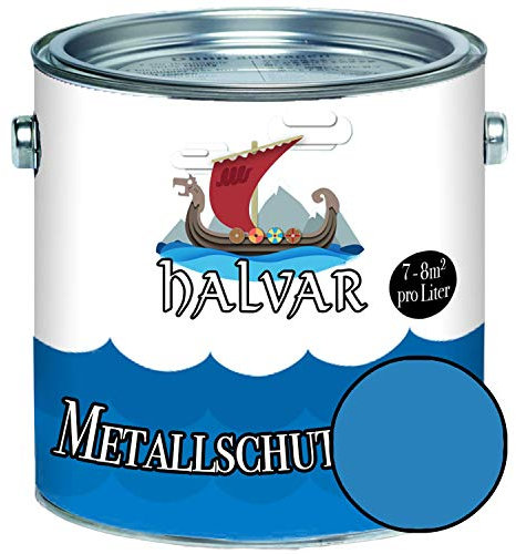 Halvar Metallschutzlack MATT Blau RAL 5000-5024 Metallfarbe besonders robuster Kunstharzlack Wetterbeständig & perfekter Langzeitschutz Metall (1 L, RAL 5012 Lichtblau)