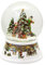 Schneekugel Weihnachtsbaum schmücken | Nostalgie mit Porzellansockel romantische Winterlandschaft mit Spieluhr | Durchmesser 100mm | 20190