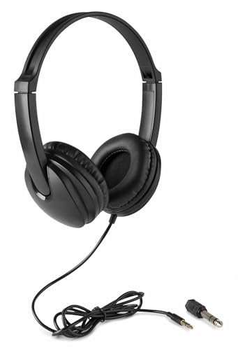 VONYX VH100 Padded Beginner DJ Headphone with Jack Adapter – Compact On-Ear Mixing and Studio Headphones, Adjustable Headband, Deep Bass, High SPL, 3.5mm to 6.35mm Adapter