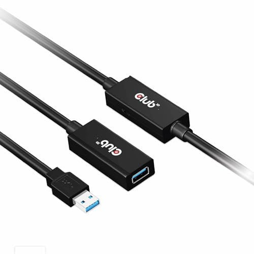 Club 3D USB 3.2 Gen 1 Extension Cable 15meter /49,2 Feet, Active USB Extension Cable Male to Female with 2 Signal Booster, CAC-1406