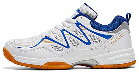 FJJLOVE Männer Tennisschuhe, Verschleißfeste Badminton Schuhe Atmungsaktive Tisch Tennis Schuhe Antiscid Gummi Sohle Volleyball Schuhe,Blau,44 EU