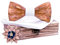 HZQIFEI Jeu de Nœud Papillon en Bois, Noeud Papillon Bois avec Carré de Tissu et Broche en Bois pour Cadeau, Réception, Mariage (C8, 3Pcs)