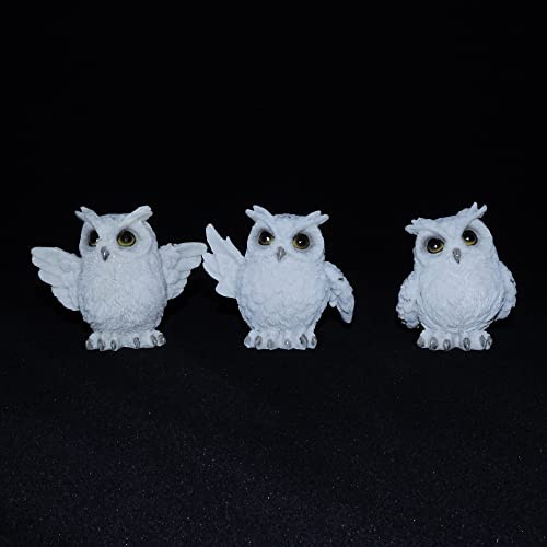 IM Set 3 STK. Deko Figur Eulen Schneeeule Eulenfiguren Eule Uhu Kauz Deko Figuren Wildlife Sammlerfigur