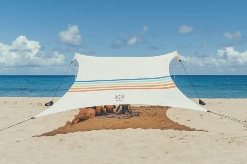 Neso - Tenda da spiaggia, grande, altezza 2 m, 2,7 x 2,7 m, angoli rinforzati e tasca termica, motivo: arcobaleno