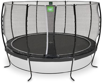 EXIT Toys Lotus Classic Rundes Trampolin - ø427cm - Mit Fußschutzsystem und Sicherheitsnetz - Großes Trampolin mit Extra Starkem und Stabilem Rahmen - Für Alle Altersgruppen - Wasserfest - Schwarz