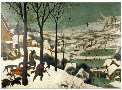 Hunters in The Snow 1565 von Pieter Bruegel The Elder - Premium 1000 Teile Puzzle für Erwachsene