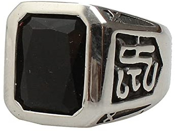 Lieson Edelstahlring Herren, Partnerringe Männer Ring Silber Totem Schwarz Zirkonia Gothic Ringe Herren Gr.62 (19.7)