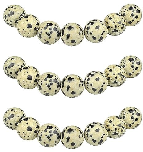 MJDCB Perlen zum Auffädeln 6mm 60 stück Leopardenfell Stein Halbedelsteine Perlen mit Loch Natürliche Lose Runde Steinperlen für Herstellung Schmuck Armbänder Halsketten