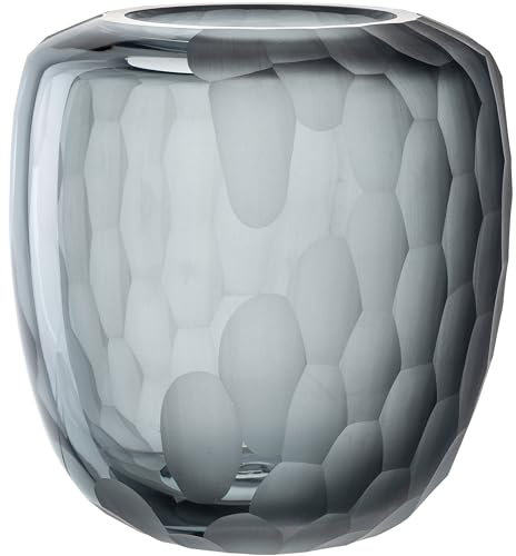 Leonardo Bellagio Kugelvase - Vase aus hochwertigem Glas mit Struktur außen - Handarbeit - Höhe 19 cm, Durchmesser 16,5 cm - Anthrazit, 036450