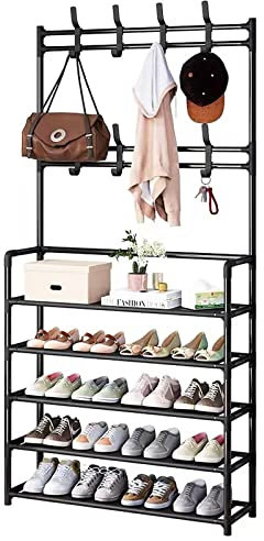 Schuhregale, Upgrade 5-stöckiges Schuhregal, Schuhregal aus Metall, Schuhaufbewahrung, Organizer, schlankes Schuhregal, Schuhständer, Organizer für Flur, Schlafzimmer, Eingangsbereich, 80 x 28 x 175cm