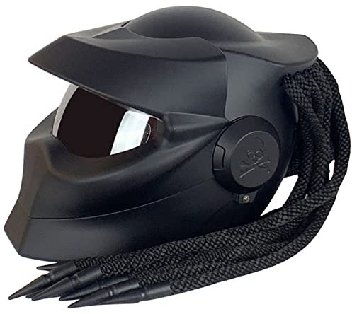 Motorrad-Integralhelm Front-klapphelm Mit Sonnenblende Zöpfe Warnlichter ECE-Zulassung Personalisierte Motorradhelme Männer Frauen Erwachsene Offroad Cruiser Chopper 1,M(57-58CM)