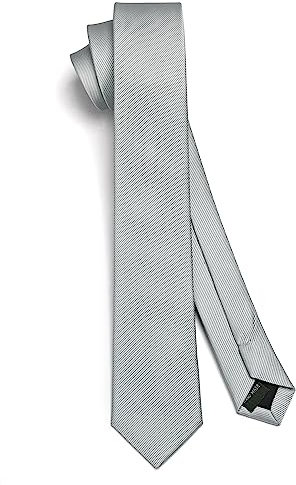 HISDERN Herren Krawatte Hellgrau Schmale Einfarbig Seide Krawatten für Herren Klassische Formelle Elegante Schlipse Hochzeit Party Business Krawatte 6cm