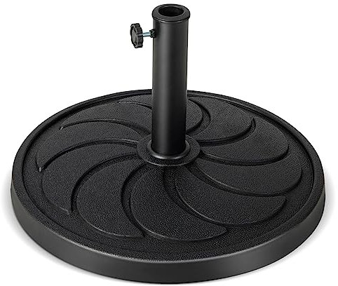 COSTWAY Pied de Parasol Déporté φ54CM 18KG, Base de Parasol en Résine pour Parasol 38/48 mm, Tuyau en Métal, Lestage de Parasol pour Balcon, Jardin, Patio, Terrasse, Piscine