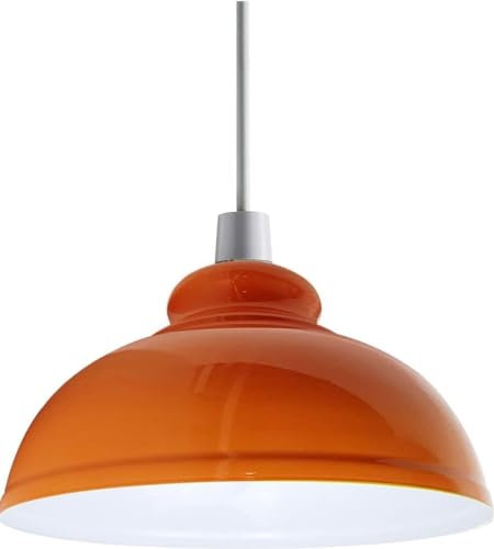 LEDSone Industrielle Decken-Pendelleuchtenschirme, Retro-Vintage-Stil, kurviger, kuppelförmiger Hängelampenschirm für hängende Deckenleuchten [Energieklasse A+++] (Orange)