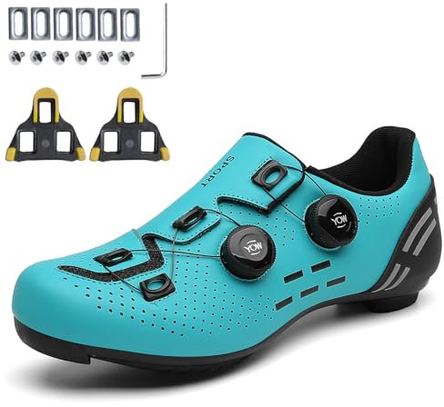 PENXZT Fahrradschuhe Herren Damen Rennradschuhe Atmungsaktiv Kompatibel mit Look SPD SPD-SL Delta Lock Pedal Peloton Schuhe,Moonlight,43 EU