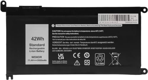 FESTAS Neuf WDX0R WDXOR Batterie Compatible avec Dell Inspiron 15 5565 5567 5568 5570 5575 5578 5579 5580 5582 5583 5584 7368 7378 7560 7569 7570 7572 7573 pour Latitude 3180 3189 3190 3480 Series