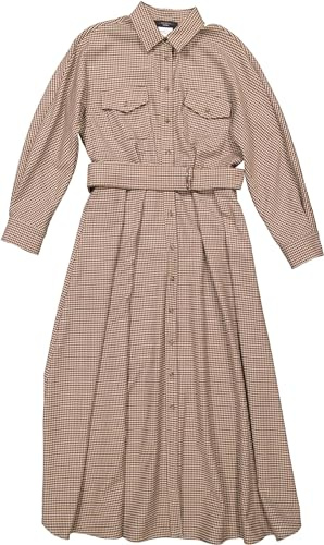 MaxMara Weekend Damen Blusenkleid in Karo-Muster braun-Mix (DE/NL/SE/PL, Numerisch, 36, Regular, Regular, braun-Mix)