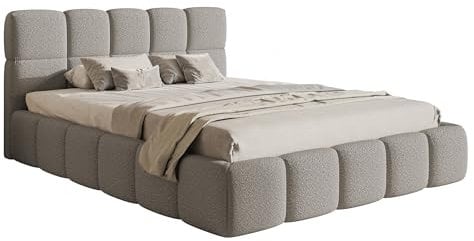 Selsey Bett Polsterbett 140 x 200 cm Boucle Gewebe Reißfest Cloudy Grau