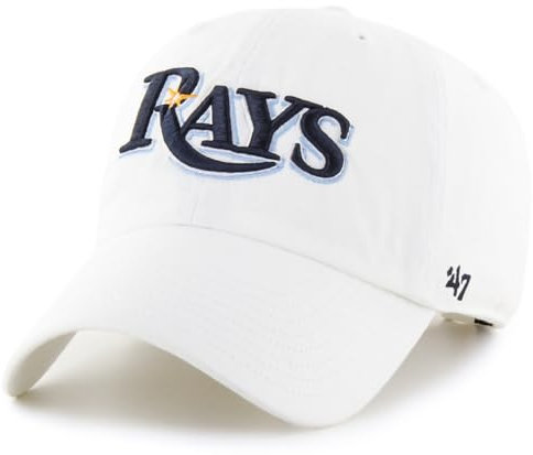 47 MLB Mütze, weiß, Team-Farbe, Primär-Logo, zum Aufräumen, verstellbarer Riemen, Einheitsgröße für Erwachsene, Tampa Bay Strahlen, Einheitsgr��e