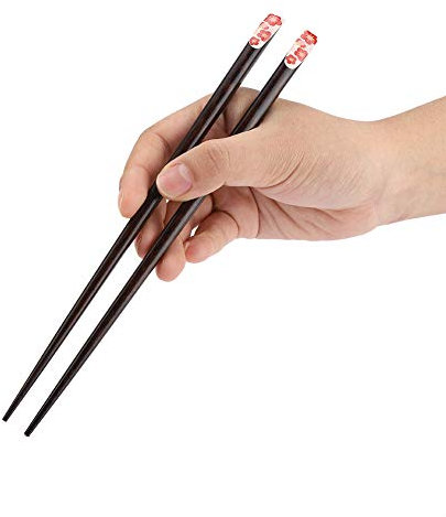 Palillos Reutilizables, Impresión De Palillos De Madera De Estilo Japonés Patrón De Sakura Palillos Reutilizables Vajilla Oriental(Rojo)