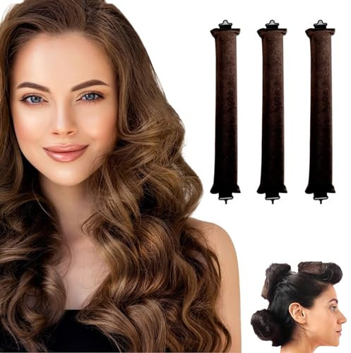 Moguri 3 Stück Hitzefreier Lockenwickler, Lockenwickler zum Ausschlafen, hitzefreie Locken über Nacht,Flexi Stangen mit Haken, hitzefreier Lockenstab für alle Haartypen