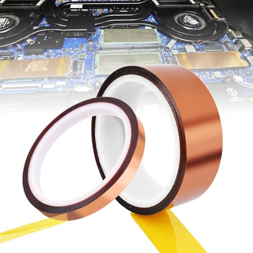 Joaecosmhui Ruban Adhesif Haute Temperature (10 mm x 33 m + 30 mm x 33 m), Ruban Résistant à la Chaleur pour Sublimation, Ruban Résistant à Chaleur sans Résidus pour Imprimante 3D/Tâche Électrique