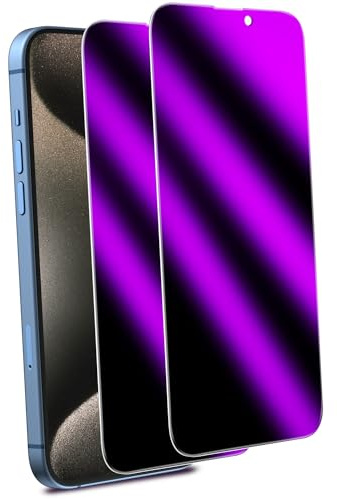 MAYtobe for iPhone 15 Pro max Privacy Screen Protector Purple 2 Pack | Tempered Glass Anti Spy, Colorful Purple, Anti-Scratch, No Bubbles, Anti Fingerprint