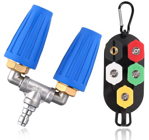 Ugello Turbo Idropulitrice Doppio e 5 Punte Ugello, Ugello Turbo Rotante con Connettore Rapido da 0,64cm 4000PSI 4-6 GPM NPT 0,64cm Punte Idropulitrice per Cemento Giardino Auto