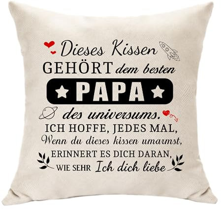 Hasodeo Original Vatertagsgeschenk für Papa - Kissenbezug Papa Geschenk Geburtstag Dekoration Geschenkidee für Vater & Tochter Sohn