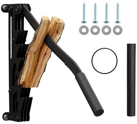 PEESHON Cortadora de leña manual de pared, Cortadora de troncos con mango extensible, Cortadora de leña que ahorra mano de obra, Partidor de leña manual para acampar, barbacoa, picnic
