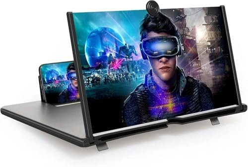 Ayeelamb Amplificador de Pantalla para movil 18 Pulgadas, 3D Lupa para móvil, HD Lupa Pantalla movil para Todos los Smartphone, para Ver vídeos de películas (Negro)