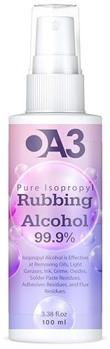 OA3 All-Purpose Rubbing Alcohol | 99% Pure Isopropyl Alcohol (Isopropanol IPA) | Powerful Cleaner and Degreaser for Home, Office, and Industrial Use - 100ml