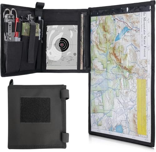 Peminkoo Borsa portaoggetti tattica per mappe, pieghevole, per articoli vari, tasca portautensili, accessori per escursionismo, campeggio e caccia all'aperto (Black)