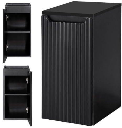 [en.casa] Mueble de Baño Suspendido Newport Armario Bajo Lavabo con Puerta y Estantes Encimera de 30 cm Sin Recortes 30x60x40 cm Cuarto de Baño - Negro