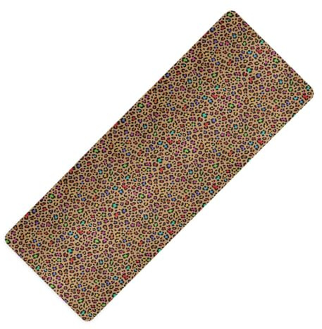 Yogamatte, Motiv: Leopardenmuster, für Zuhause, rutschfest, mit Yoga-Tasche, 180,3 x 66 cm, Braun