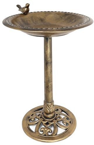 DIVCHI Bird Bath for Garden Freestanding Birdbaths Wild Birds Baths Feeder Bowl Pedestal Birdbath for Outdoors Patio Yard & Lawn Décor (Bronze Bird Bath With 1 Bird)