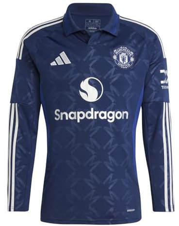 adidas Mens Manchester United Away Long Sleeve Shirt Adults Blue M