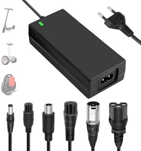 OHHXGK Caricabatterie per Scooter Elettrico 42V 2A Caricatore Adattatore di Alimentazione Universale con 5 Connettori per Hoverboard, Bici Equilibrata, Drifting Board, Scooter Elettrico