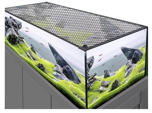 PEYNIR Aquarium Deckel Magnetischer Aquariumdeckel Quadratisches Aquarium Sprungschutznetz DIY-Aquarium-Fischschutzabdeckung Schwarzer Rahmen Weißes Netz(L100xW30cm/39.4x11.8in)