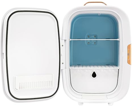 Ecoggeder Kosmetik Mini Kühlschrank 12L Make-up Fridge Kleiner Hautpflege Kühlschränke Kühl- und Heizfunktion mit 3-stufig LED Licht Spiegel für Schönheitspflege Schlafzimmer, Büro und Auto