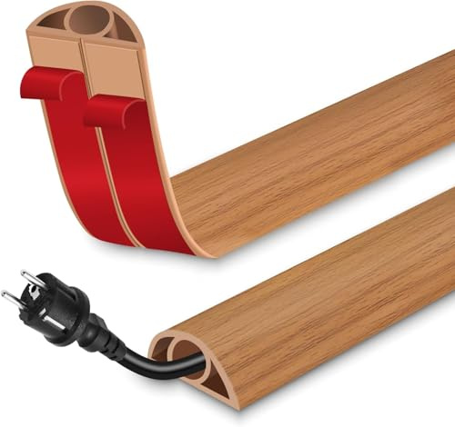 Pont de câbles flexible - Petit passe-câbles - 3 cm x 3 m - Grain de bois - Protection des câbles de sol en PVC - Marron - Pont de câbles - Goulotte de câbles facile à couper - Montage pour l'école