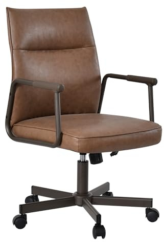 Duhome Bürostuhl Schreibtischstuhl 360 Grad Rotation Höhenverstellbar PVC Material Computerstuhl für Büro Wohnzimmer Schlafzimmer, Braun