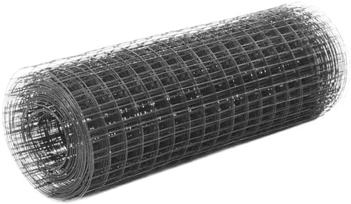 Drahtzaun Stahl mit PVC-Beschichtung, 25x0,5 m Grau, engmaschiges Gitter für Garten, Huhn und Kleintiere, robustes Netz für Hühnerstall