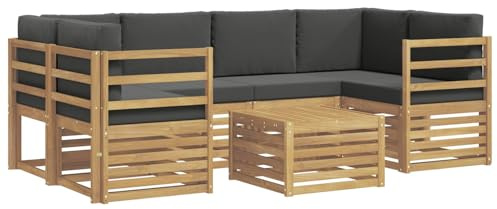vidaXL Outdoor-Sofagarnitur 7 pcs Weiß und Anthrazit Polyester, Garten, modernes Outdoor-Sofa-Set, langlebige Möbel für Terrasse, Lounge-Sitz und Komfort