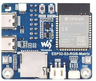 LED Matrix Controller Board, ESP32-S3 RGB Matrix Driver for HUB75 Panels, Dual Microphones, TF Card Slot, RTC, IMU Sensor, Audio Codec, LVGL Development Board