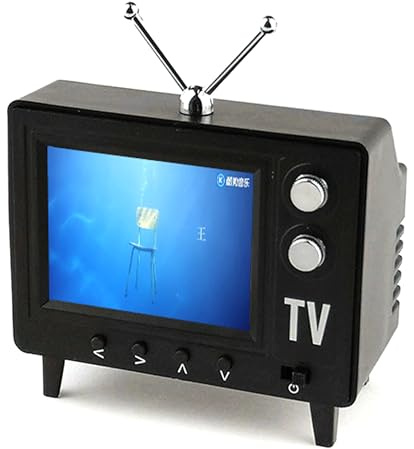 Bemonew Mini TV Retro, pequeño televisor Vintage portátil de 2, 4 Pulgadas con Pantalla IPS HD, Almacenamiento de 8 GB y batería de 1500 mAh para niños y Adultos, Negro