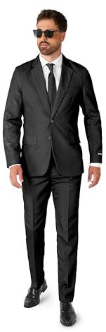 Suitmeister Anzüge für Herren - Mit Jackett, Hose und Krawatte mit Festlichen Print Solid Schwarz - XXL