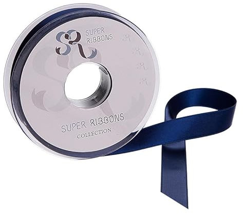 SR SUPER RIBBONS®™ Double Sided Satin Ribbons Gift Wrapping, Party Decoration, Wedding car, Christmas, Balloons, Hair, Cake, Presents, Wedding Bouquet (Navy 6mm x 20m)
